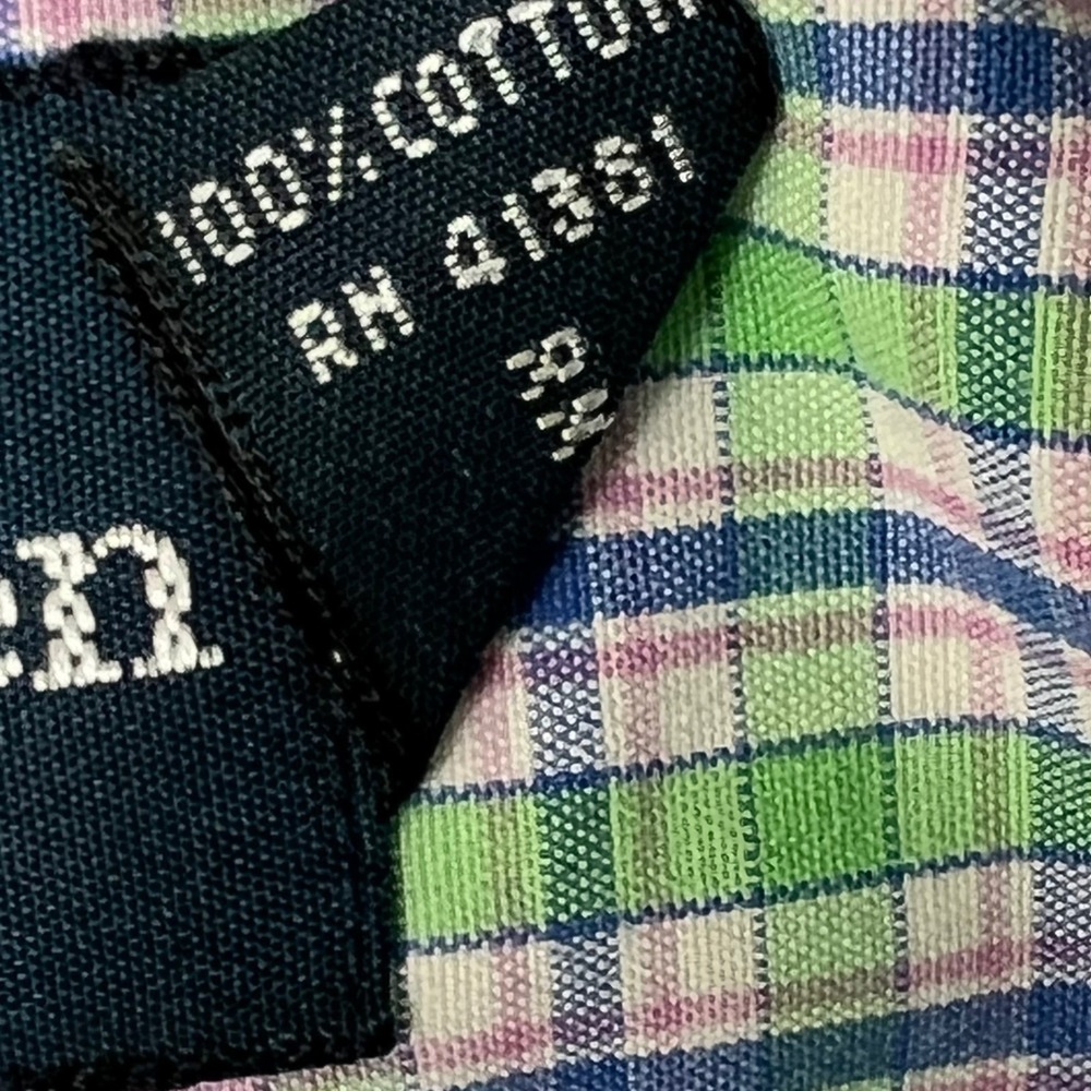 Ralph Lauren Men 2XLT Tall Classic Fit Plaid Button Down Shirt Green Blue Cotton - Picture 8 of 8